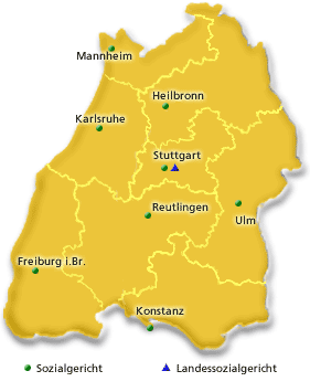 Übersichtskarte der Sozialgerichtsbezirke